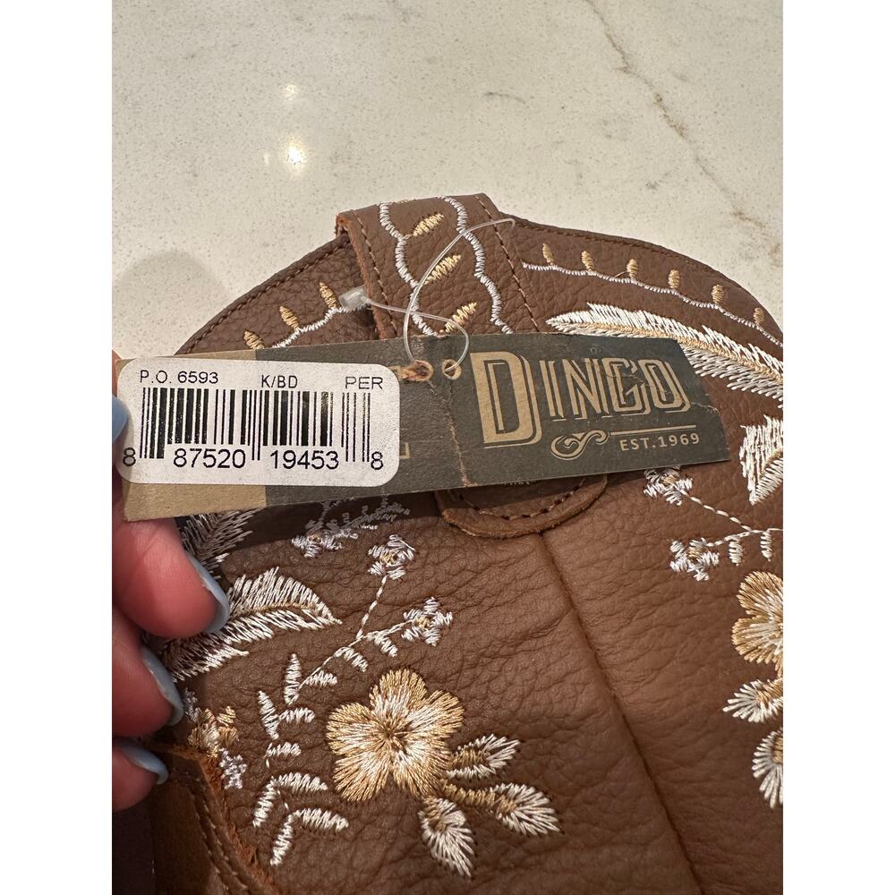 Dingo Primrose Women’s 7.5 NWT Brown Leather Floral Embroidered Western Boots - Picture 7 of 12